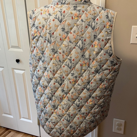 Coldwater Creek Floral Quilted Vest - Light Blue and Orange - Picture 3 of 3